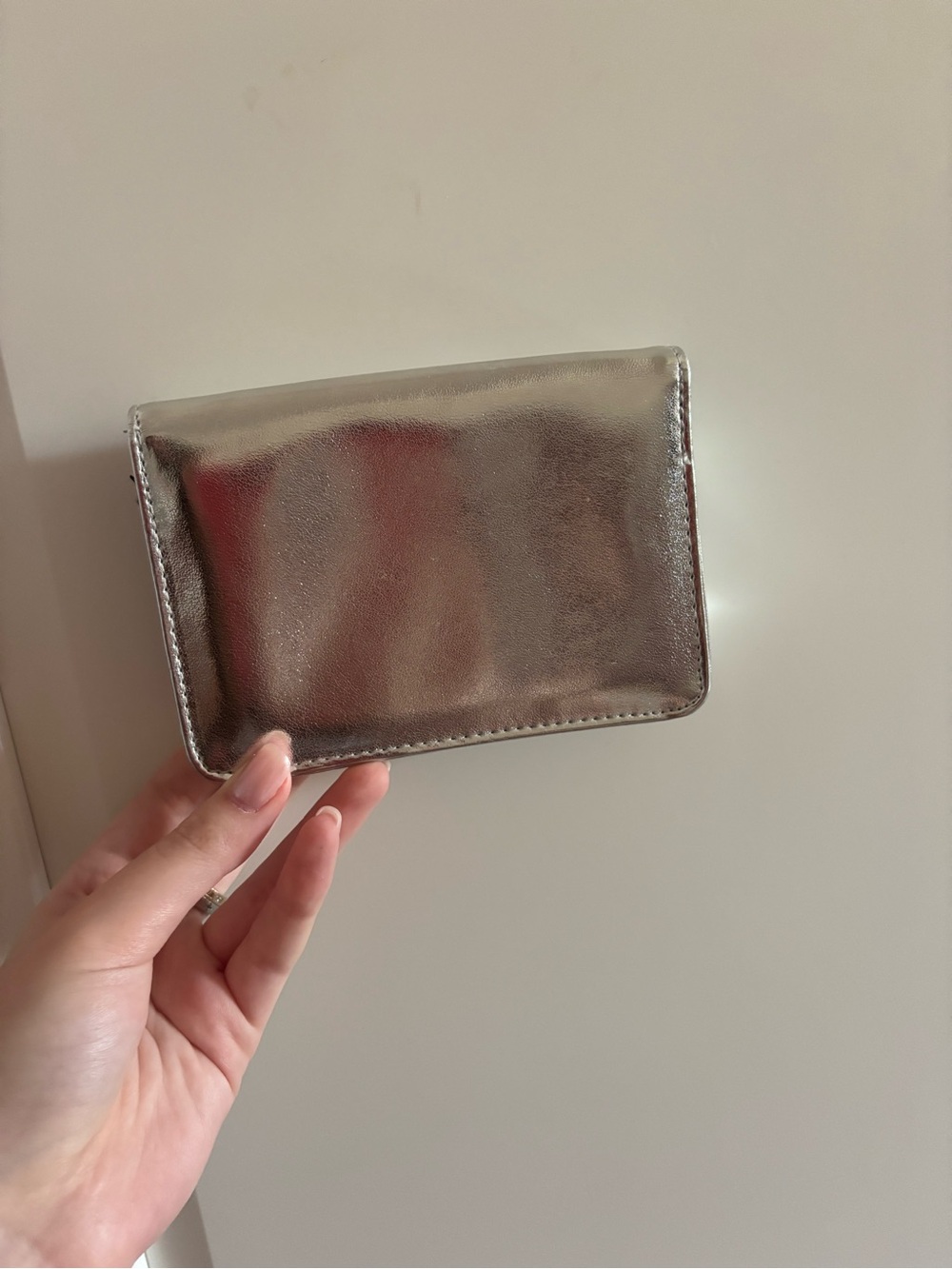 Dior Metallic Silver Wallet/Clutch with Pink Logo - Picture 2 of 3